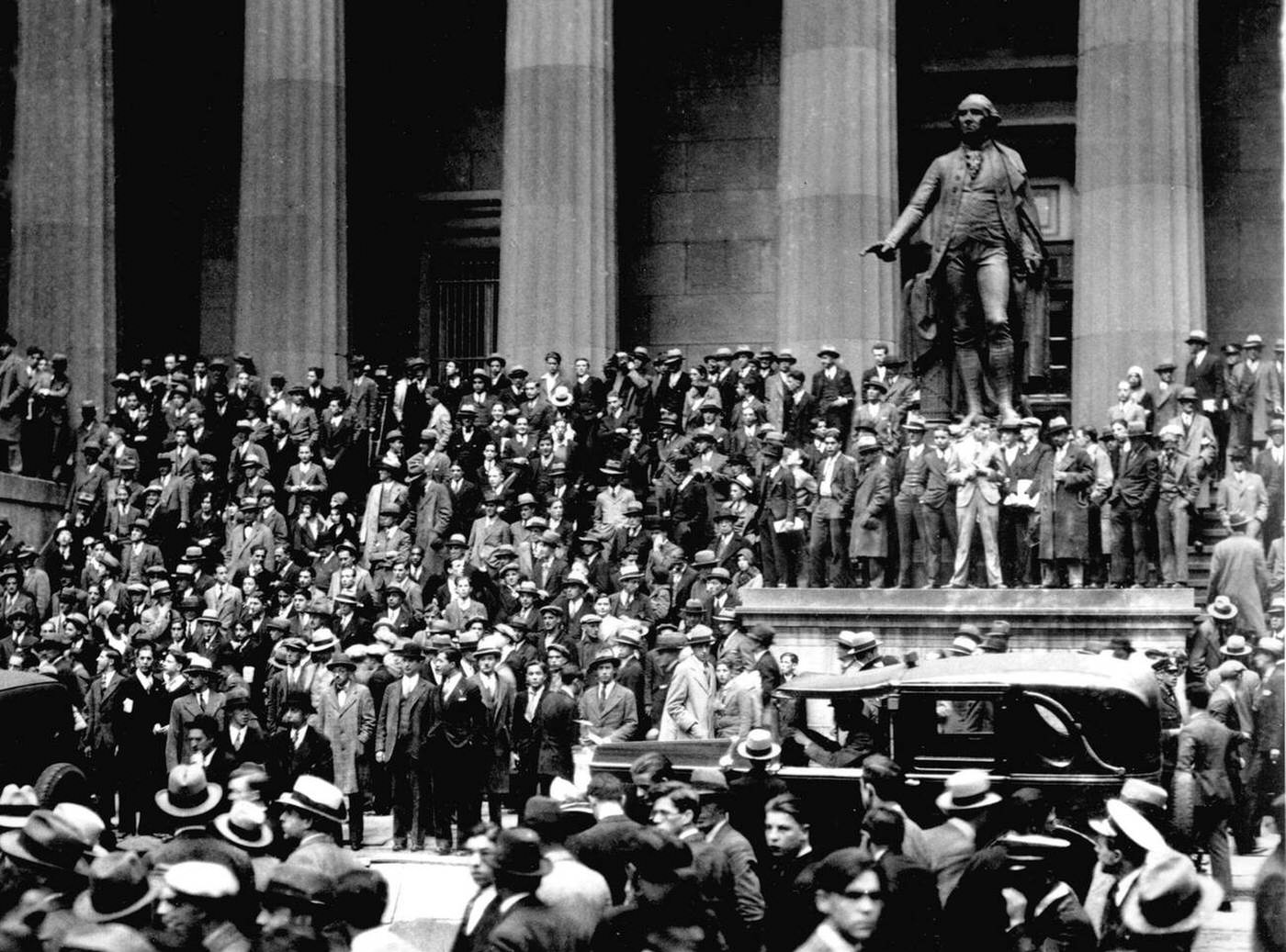 People Gather On The Sub-Treasury Building Steps Across From The New York Stock Exchange On &Amp;Quot;Black Thursday,&Amp;Quot; Oct. 24, 1929.