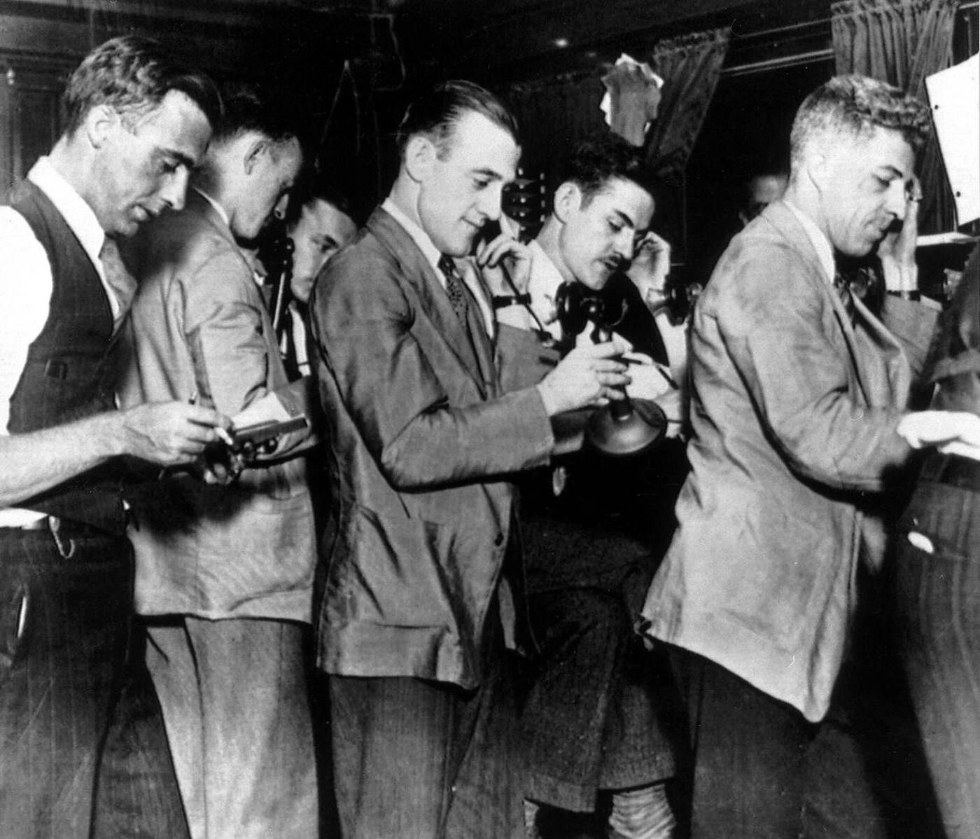 Stock Brokers Are Seen At The Stock Exchange In New York During The Panic Selling Of &Amp;Quot;Black Friday,&Amp;Quot; October 25, 1929.
