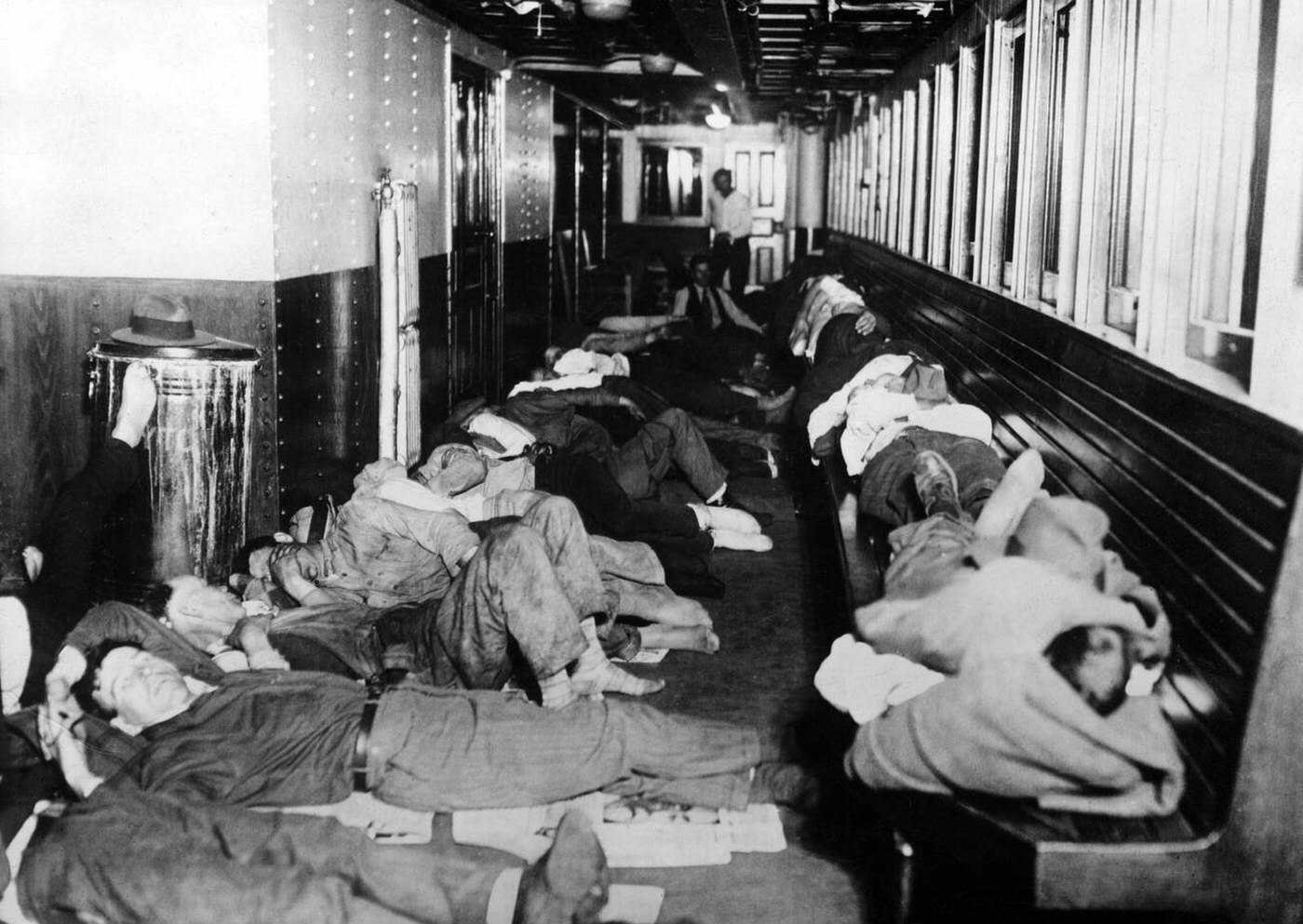 Homeless People Sleep Inside The Steamer 'Colonel Clayton' In New York, Undated.