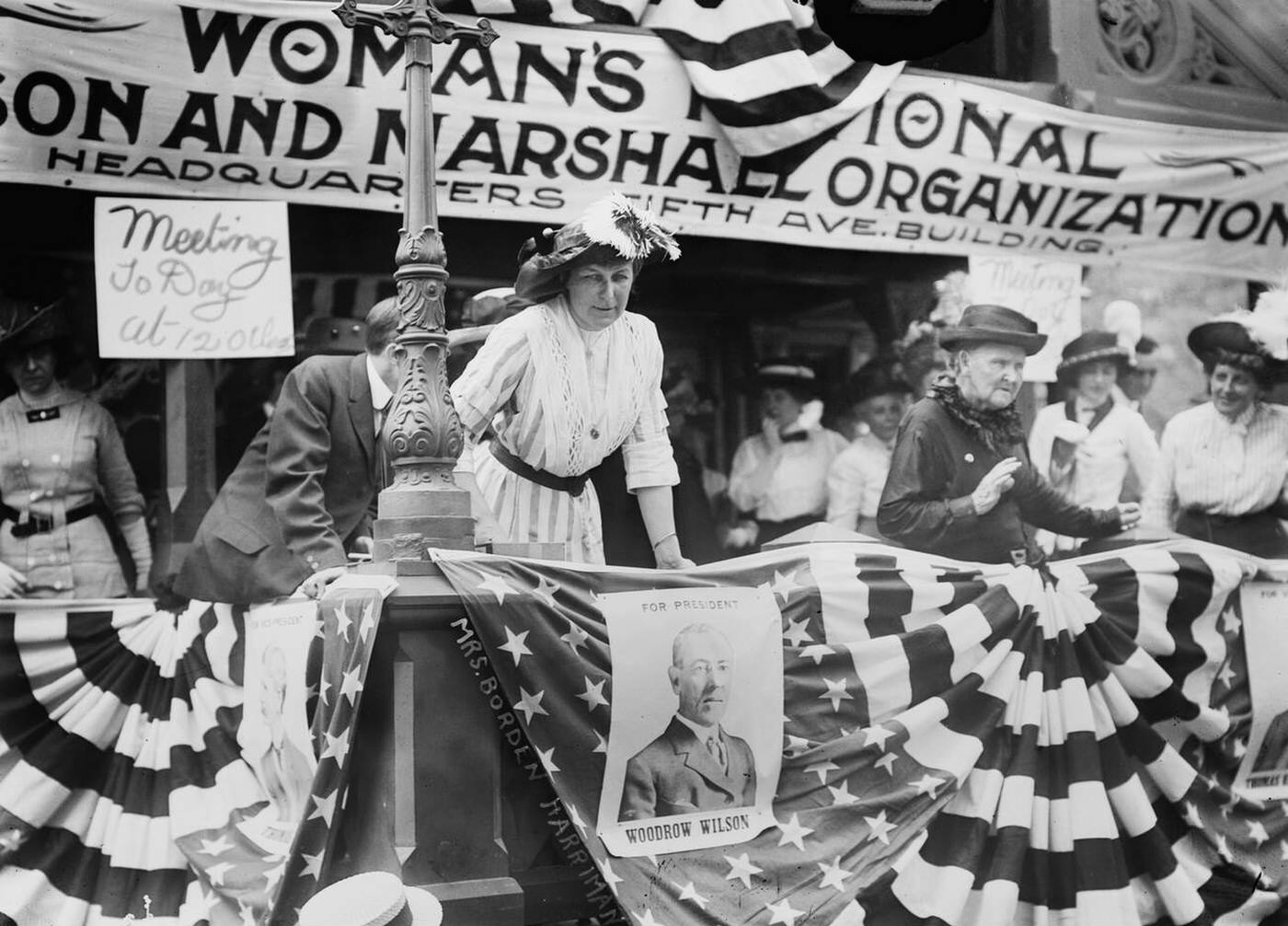 Florence Jaffray &Amp;Quot;Daisy&Amp;Quot; Harriman Overseeing Democratic Rally, Union Square, New York City, 1912.