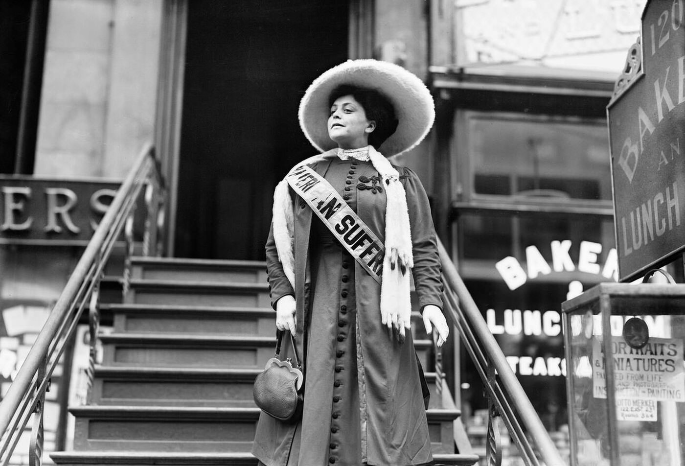 Actress And Suffragette Trixie Friganza Descending Steps In New York City, 1908.