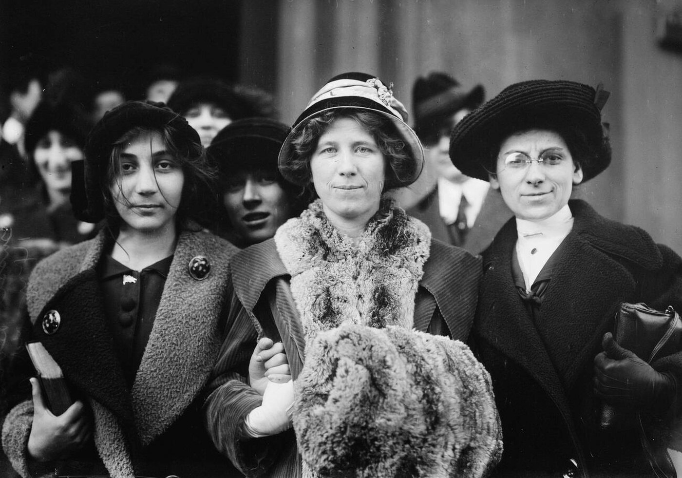 Suffrage And Labor Activist Flora Dodge La Follette, Rose Livingston, And A Young Striker During A Garment Strike In New York City, 1913.