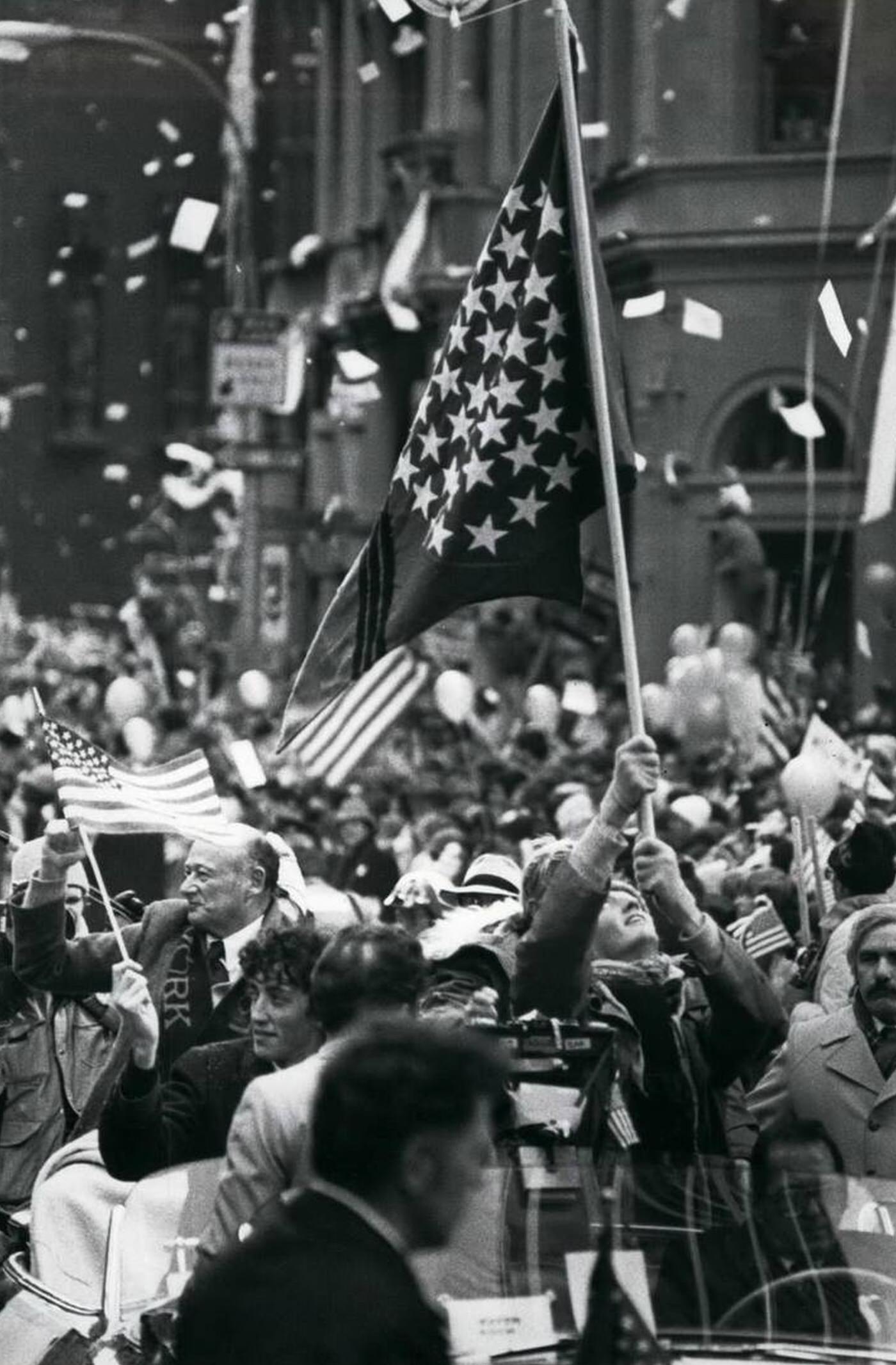 Major Koch And Former Hostage Moorehead Kennedy Headed The Ticker Tape Parade In New York, 1980.