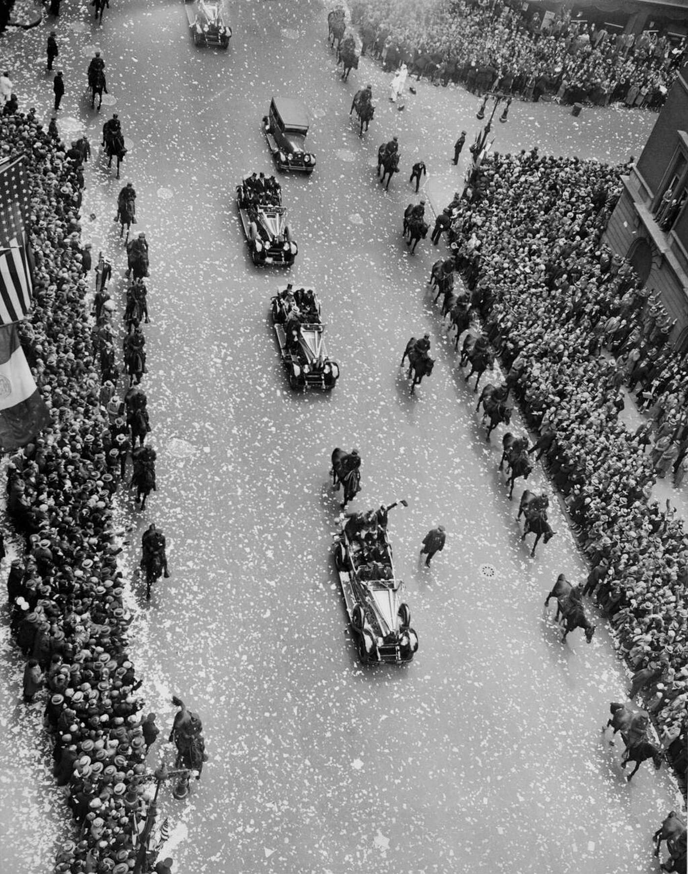 Parade Up Fifth Avenue For The Bremen Flyers, 1928.