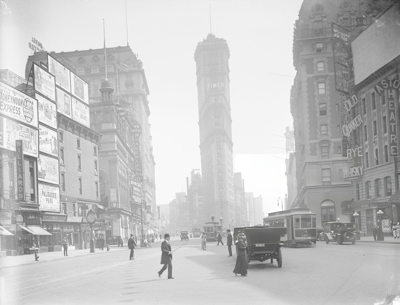 A View Down Times Square Towards The Times Building.