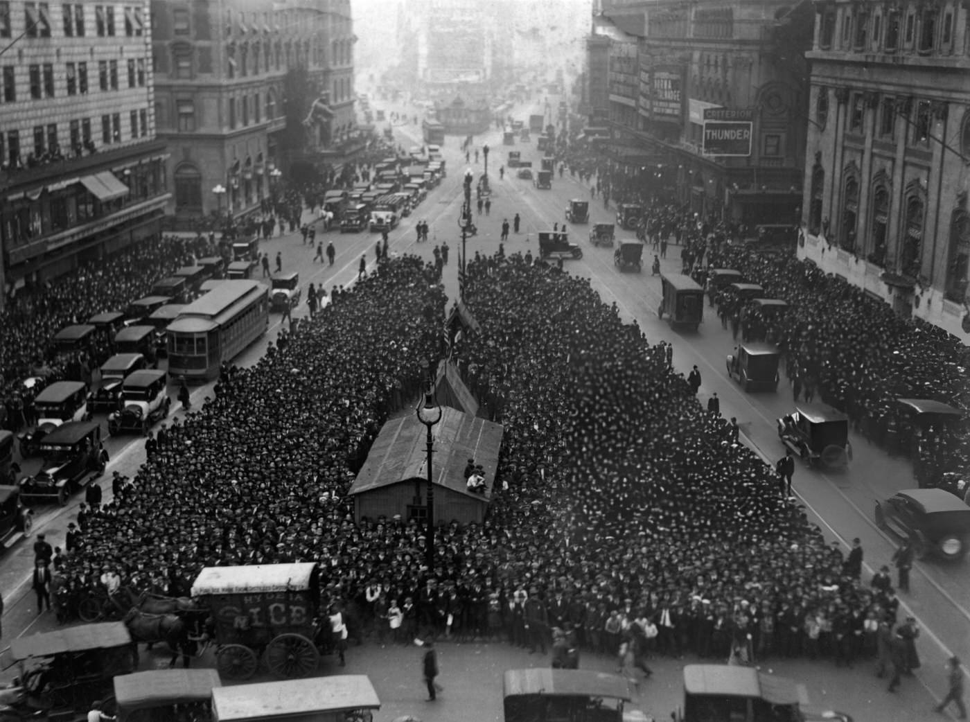 Crowds Waiting At Times Square For The Results Of The 1919 World Series, 1919.