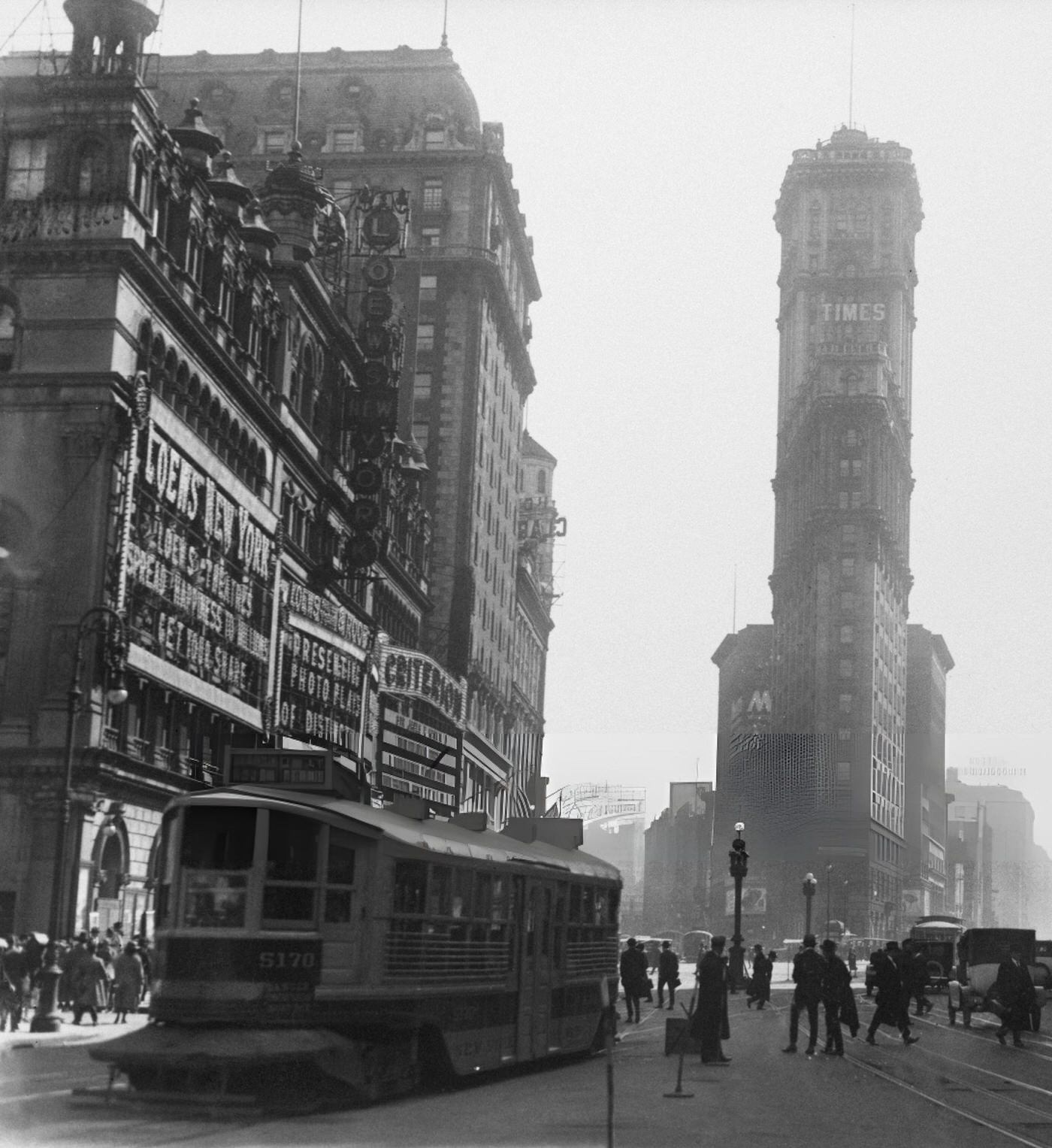 Traffic And Illuminated Advertisements In Times Square At Night, Seen From 45Th Street Looking Northward, 1921.
