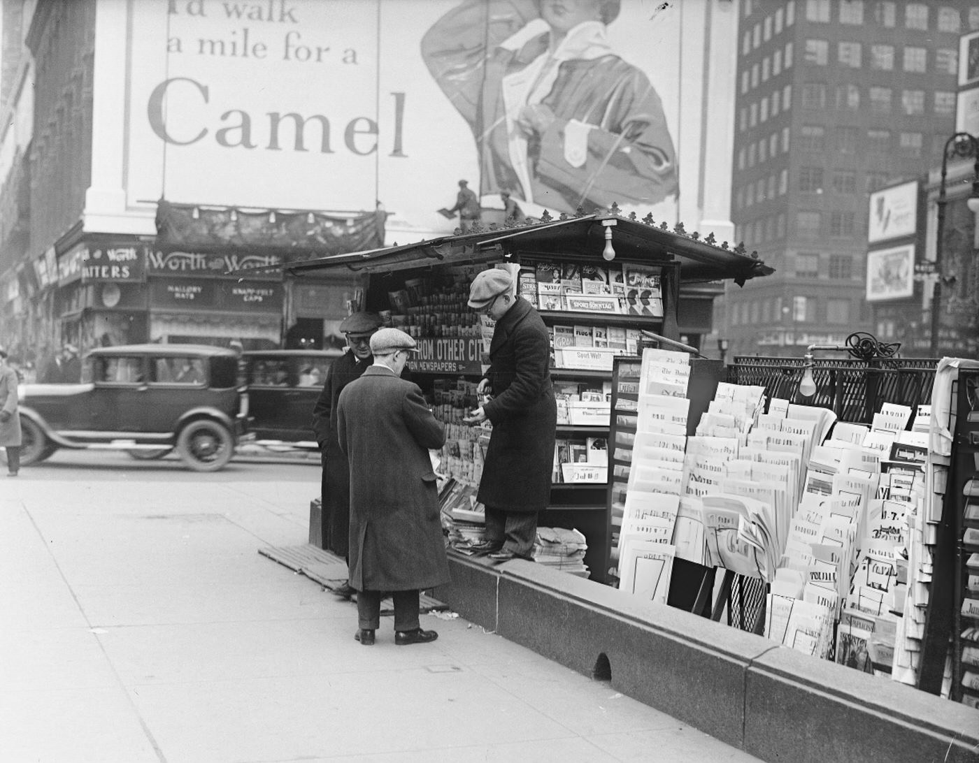 News Stand For Out-Of-Town Newspapers In Times Square.