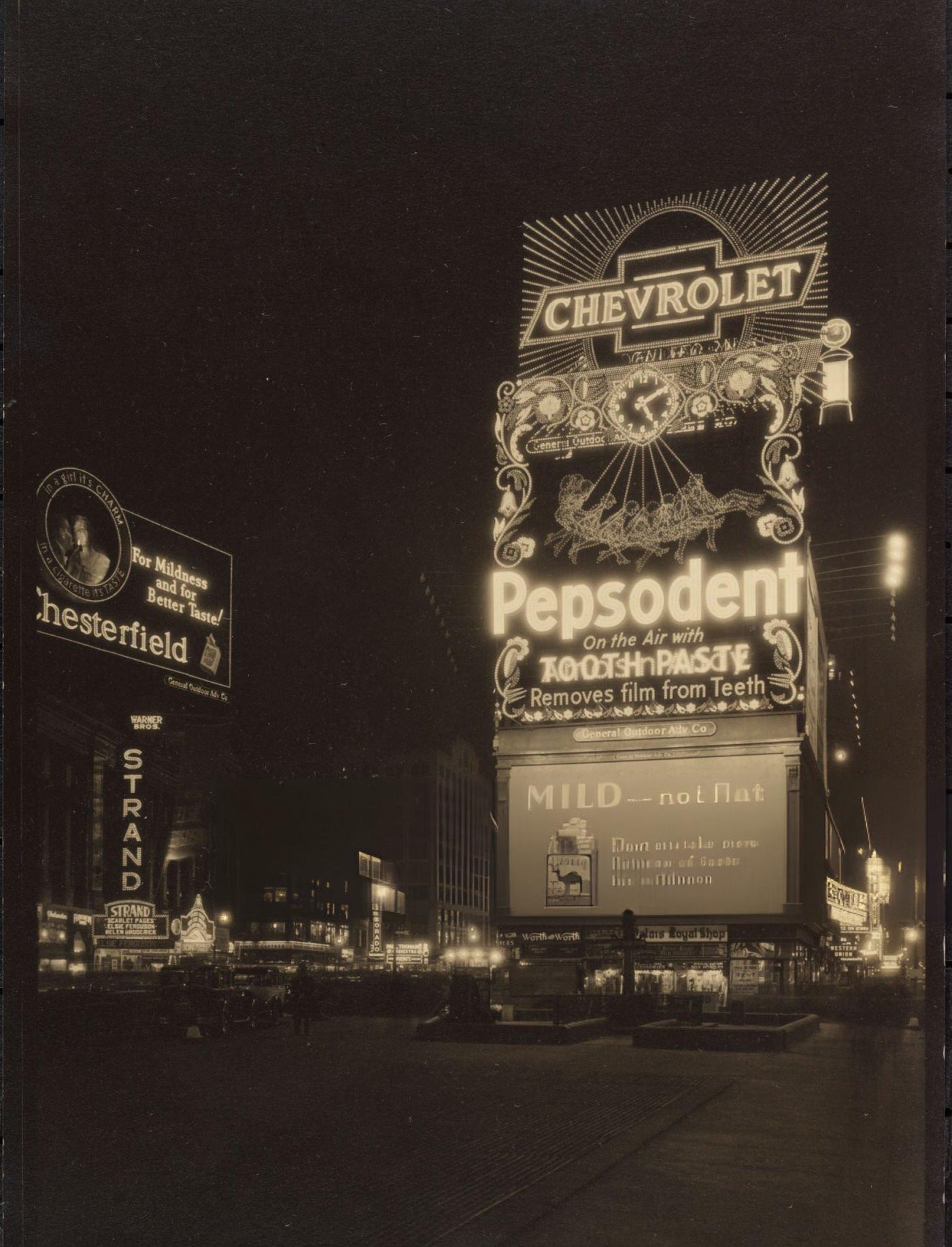 New York City, Times Square. Pepsodent Sign, 1930.