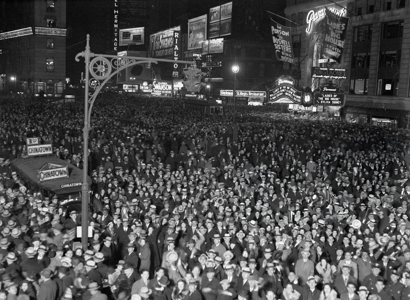 Crowd On Broadway Welcoming The New Year, 1932.