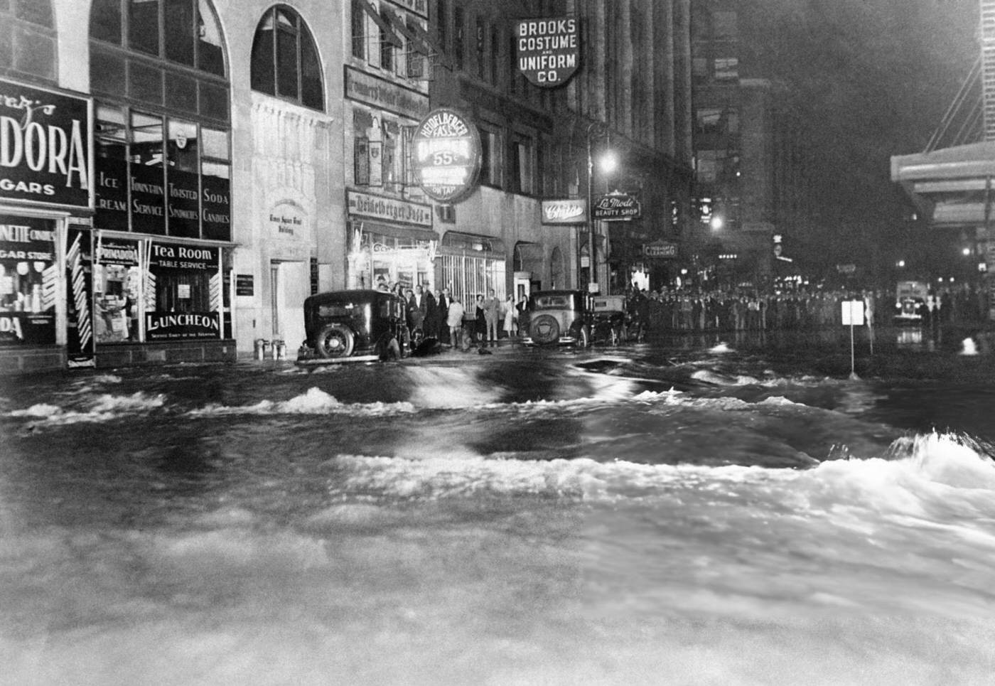 View Of The Flood In Times Square, October 1932.