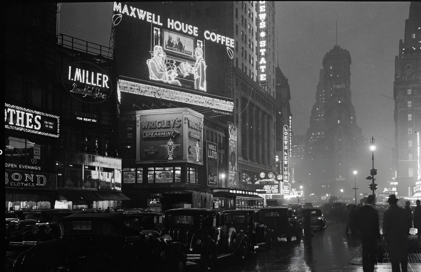 Times Square At Night, November 1930S.