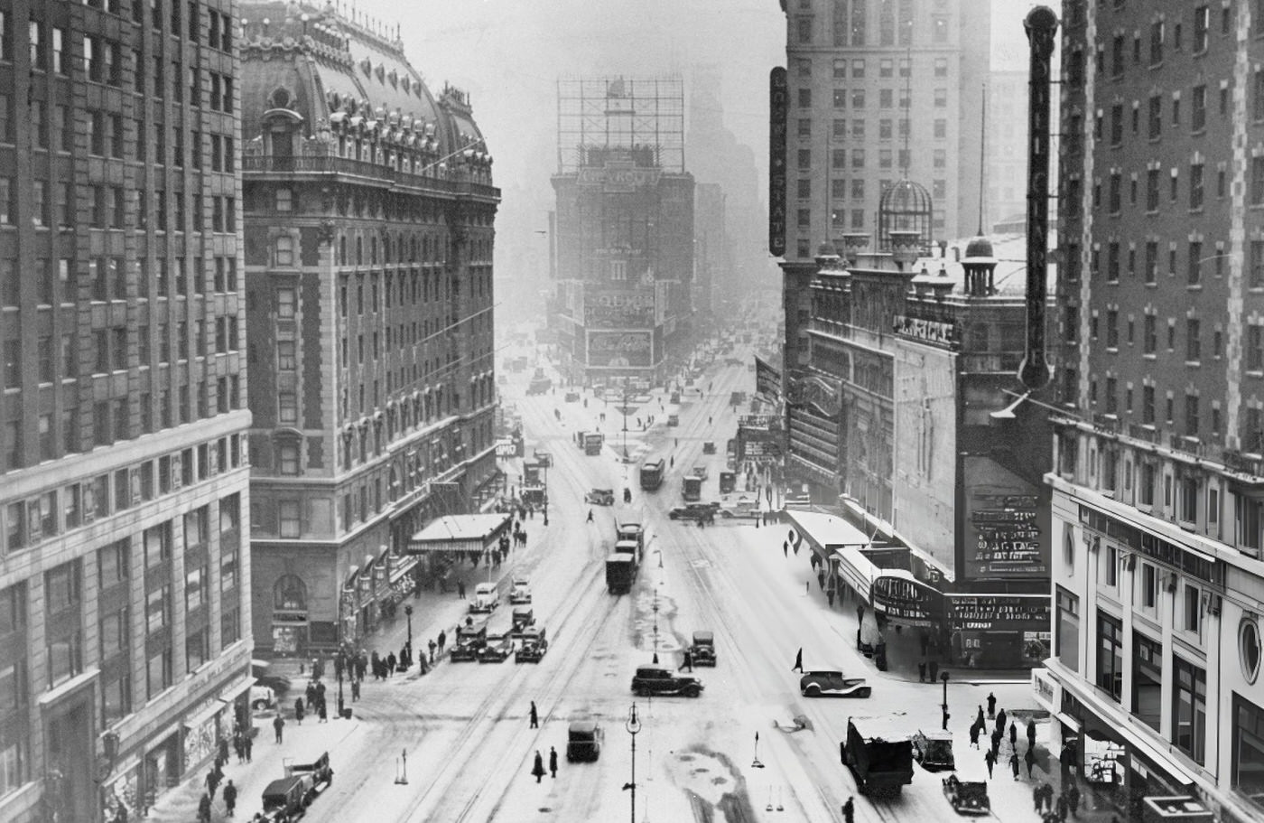 Times Square Covered With Snow, December 1930S.