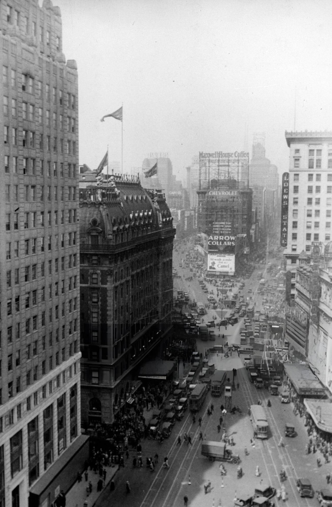 Broadway Looking Towards Times Square, February 1934.