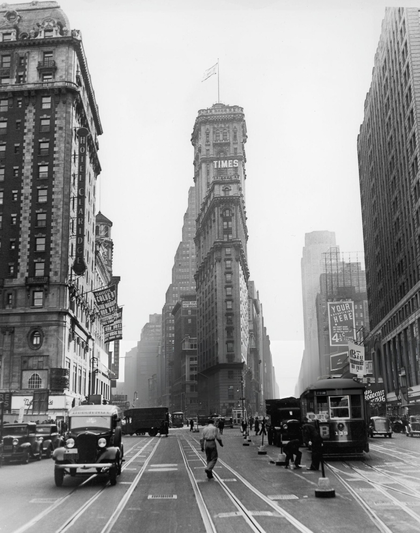 View Of Times Tower In Times Square, Looking South Towards 42Nd Street, 1935.