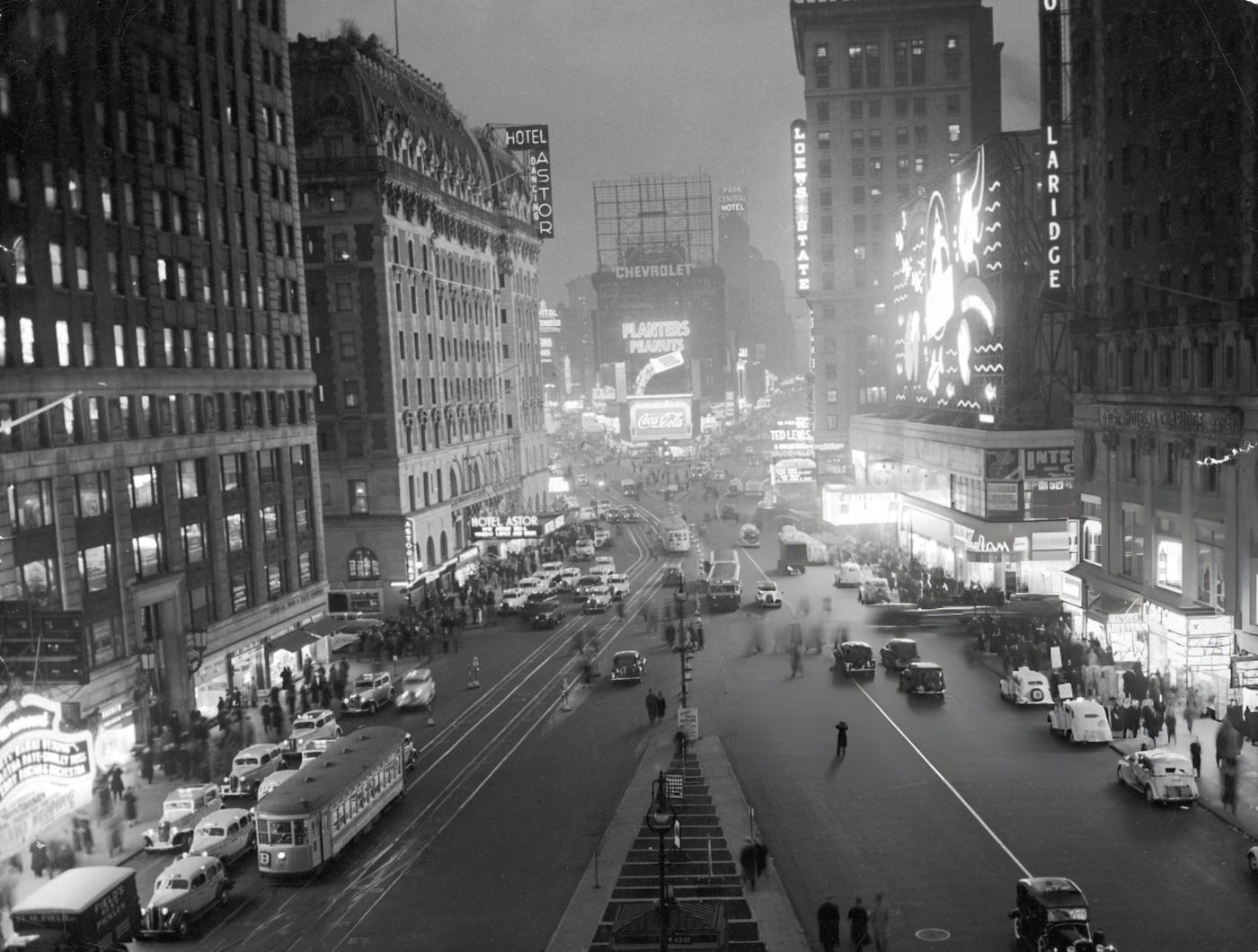Overhead View Of Times Square At Night, 1937.