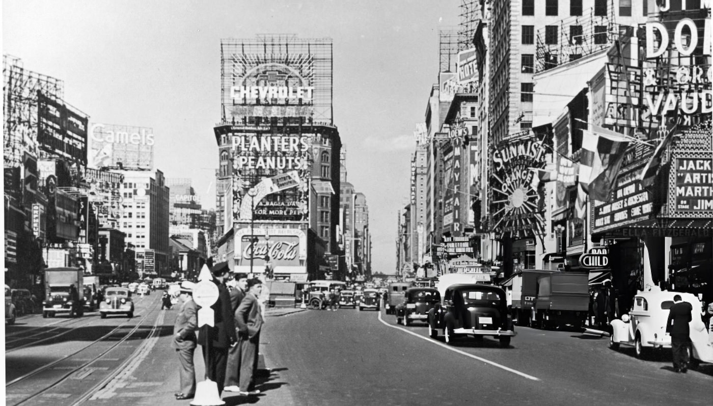 View Of Times Square At The Intersection Of Broadway And 7Th Avenue, 1937.