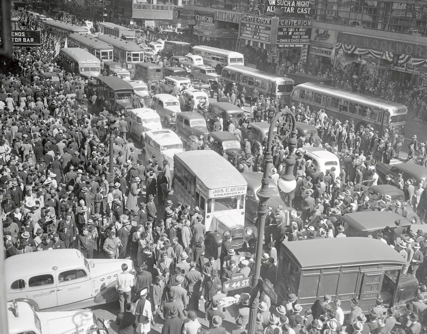 American Legionnaires Stall Traffic In Times Square During The Convention Opening, September 1938.