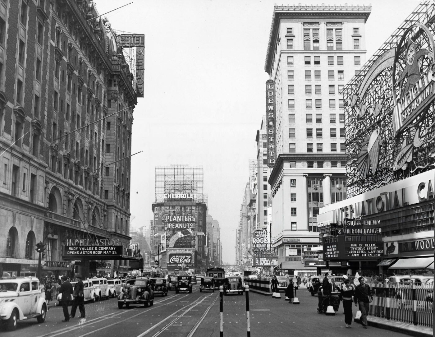 View Of Times Square At The Intersection Of Broadway And 7Th Avenue, 1938.