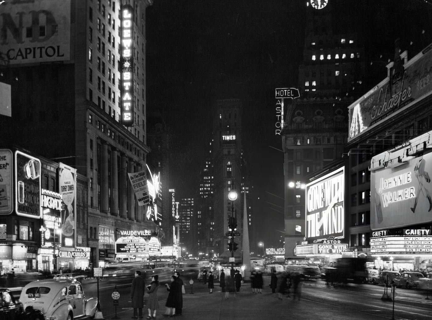 Broadway At Times Square At Night, 1939.