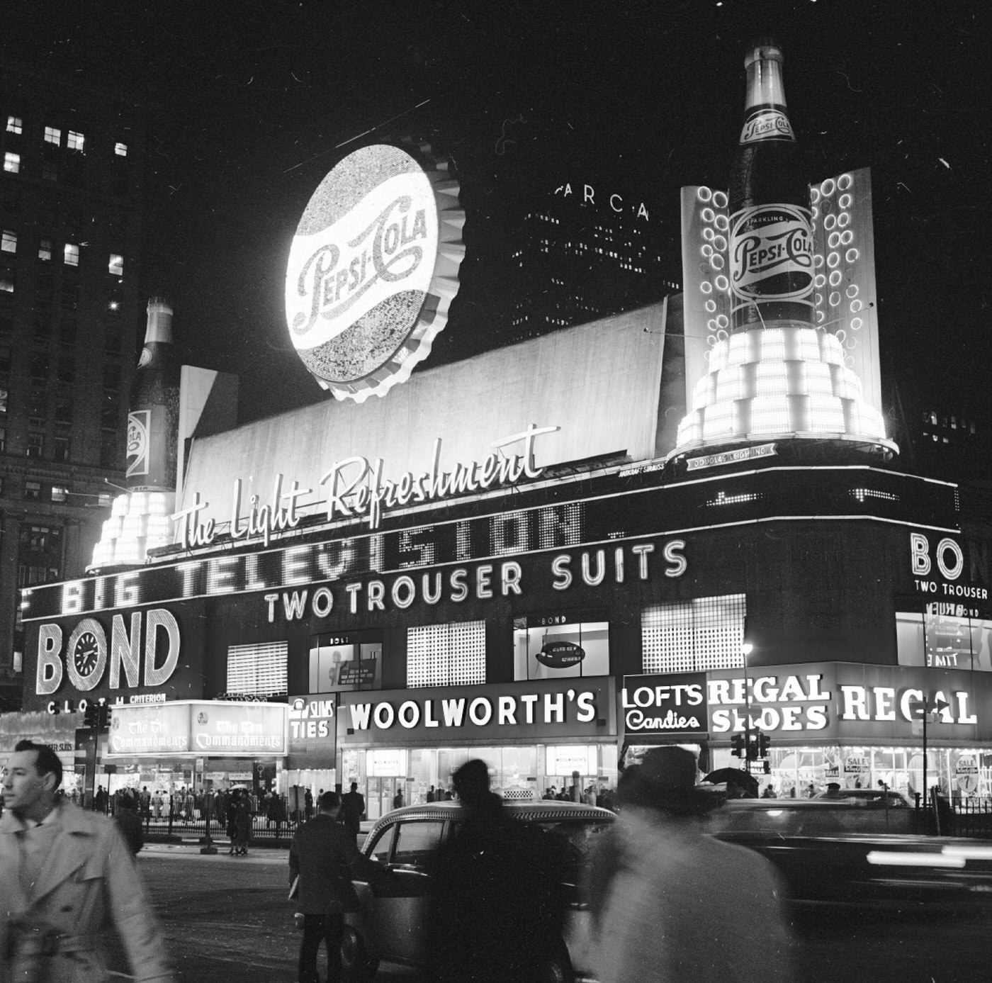 Advertising Signs Light Up Times Square At Night.