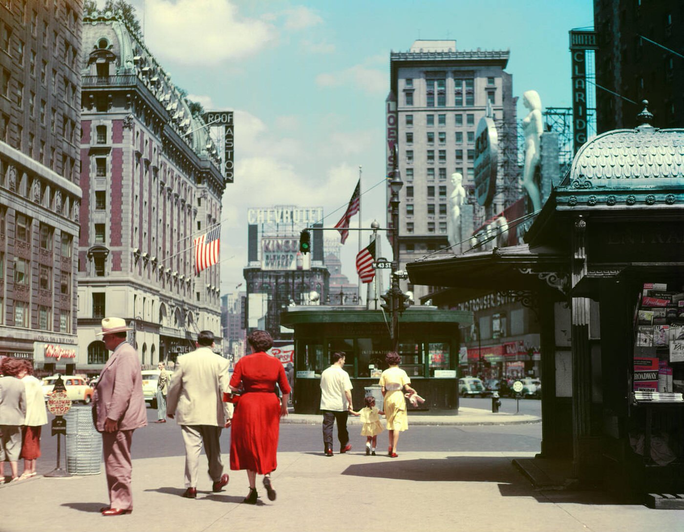 Street Level View Of Times Square In Daytime Looking North From 43Rd Street, August 18, 1951.