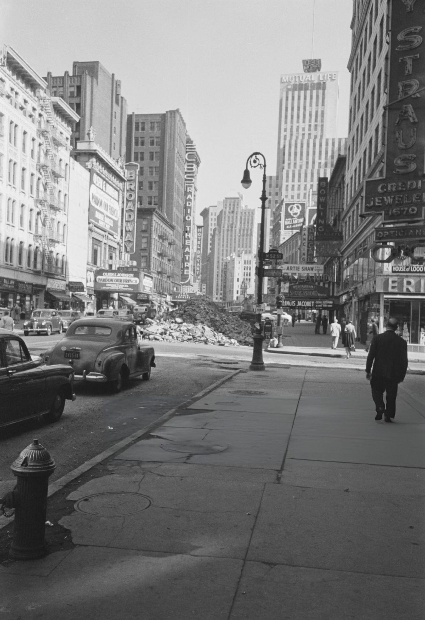 Roadworks To Widen Broadway Outside The Cbs Radio Theatre At W 52Nd Street, Near Times Square, 1950.