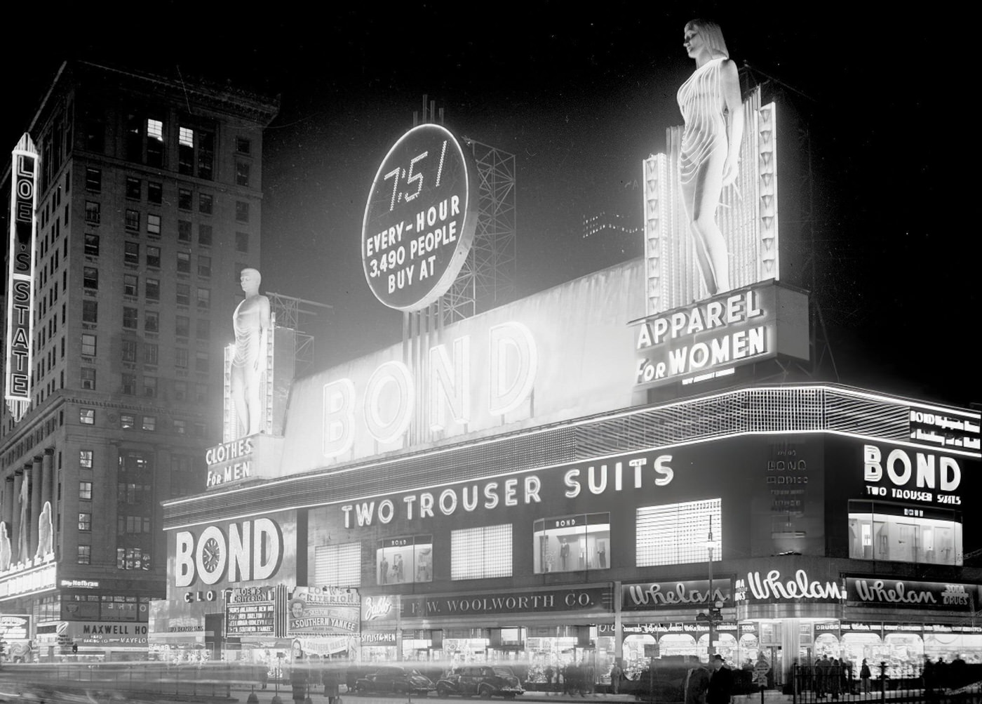 Times Square At Night During A Brownout Caused By Coal Shortage, 1950S.