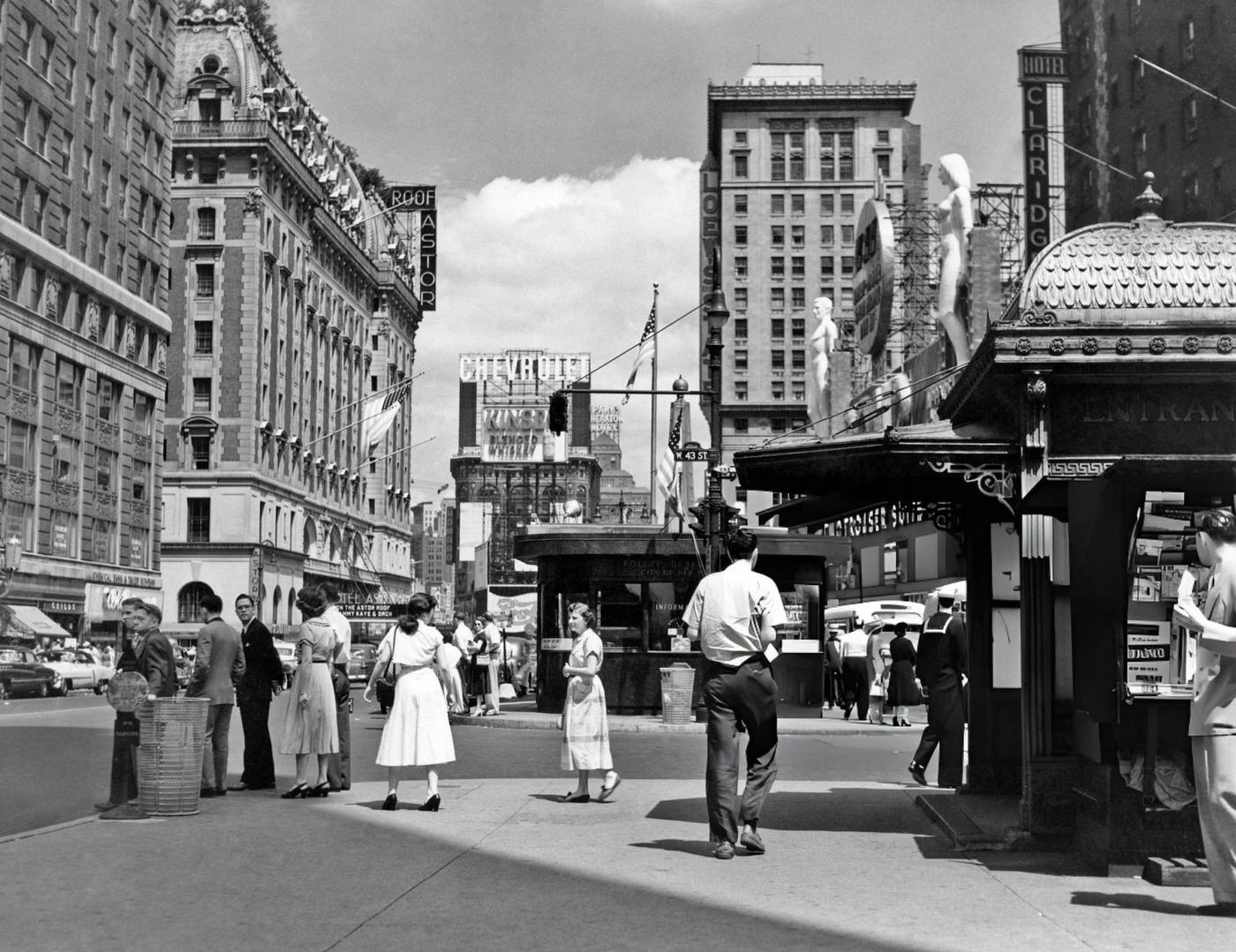 Times Square West 43Rd Street Looking North, 1950S.
