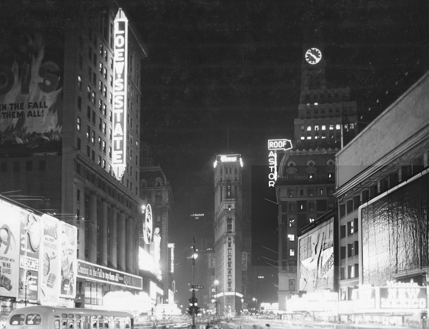 Times Square At Night, Looking South Toward The New York Times Building, July 20, 1951.