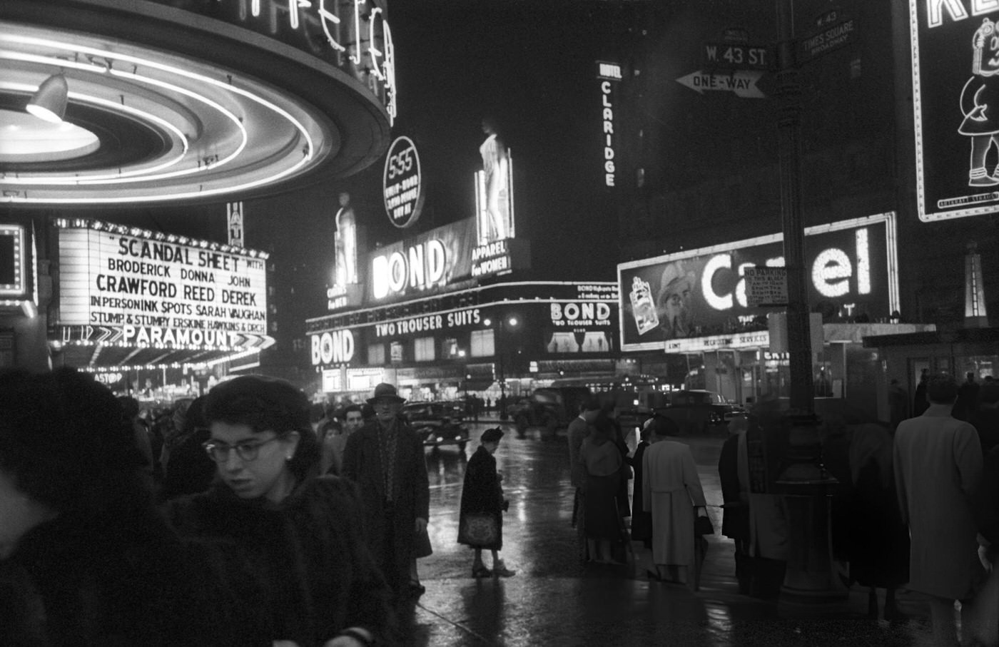 Times Square At Night, January 1952.