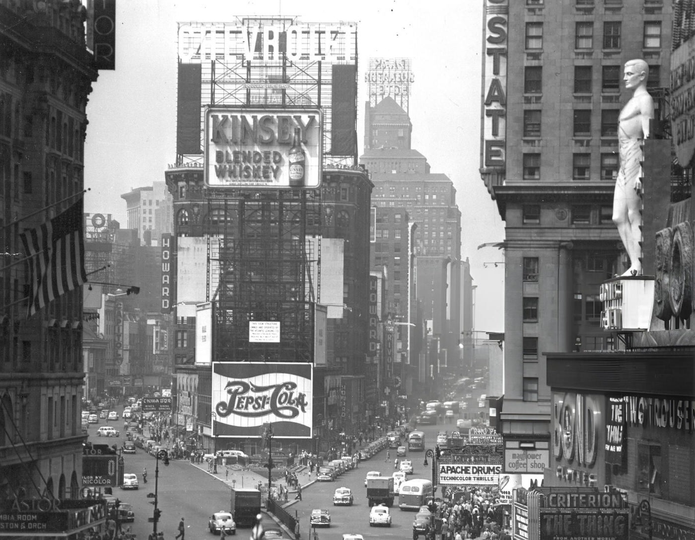 Elevated View Of Times Square Taken From The New York Times Building, 1952.