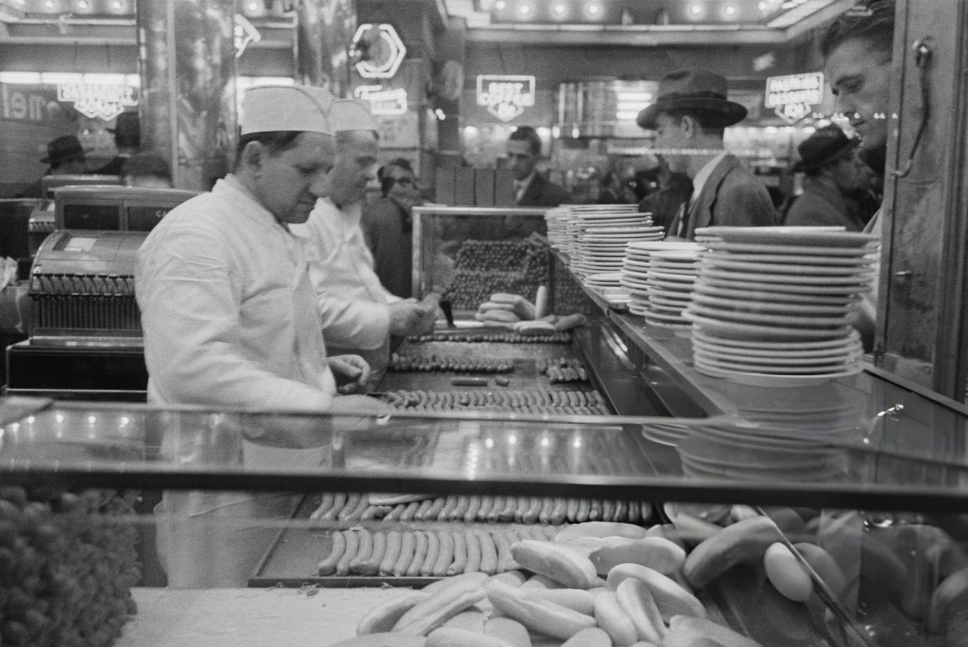 A Hot Dog Restaurant On Times Square, January 1952.