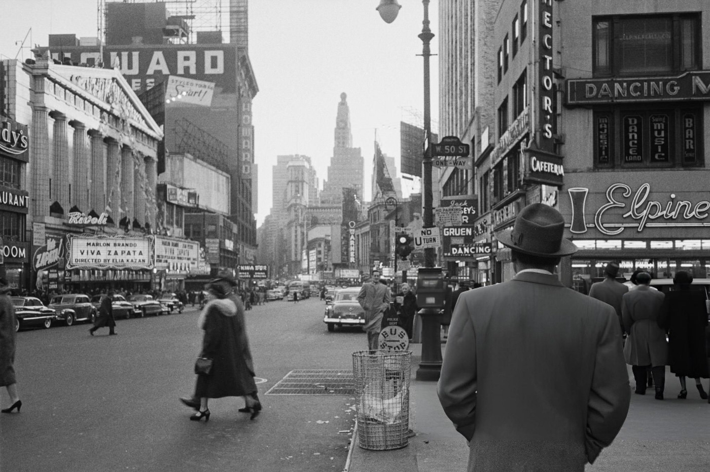 The Junction Of Broadway And W 50Th Street, Looking South Toward Times Square With The Rivoli Theatre On The Left, 1952.