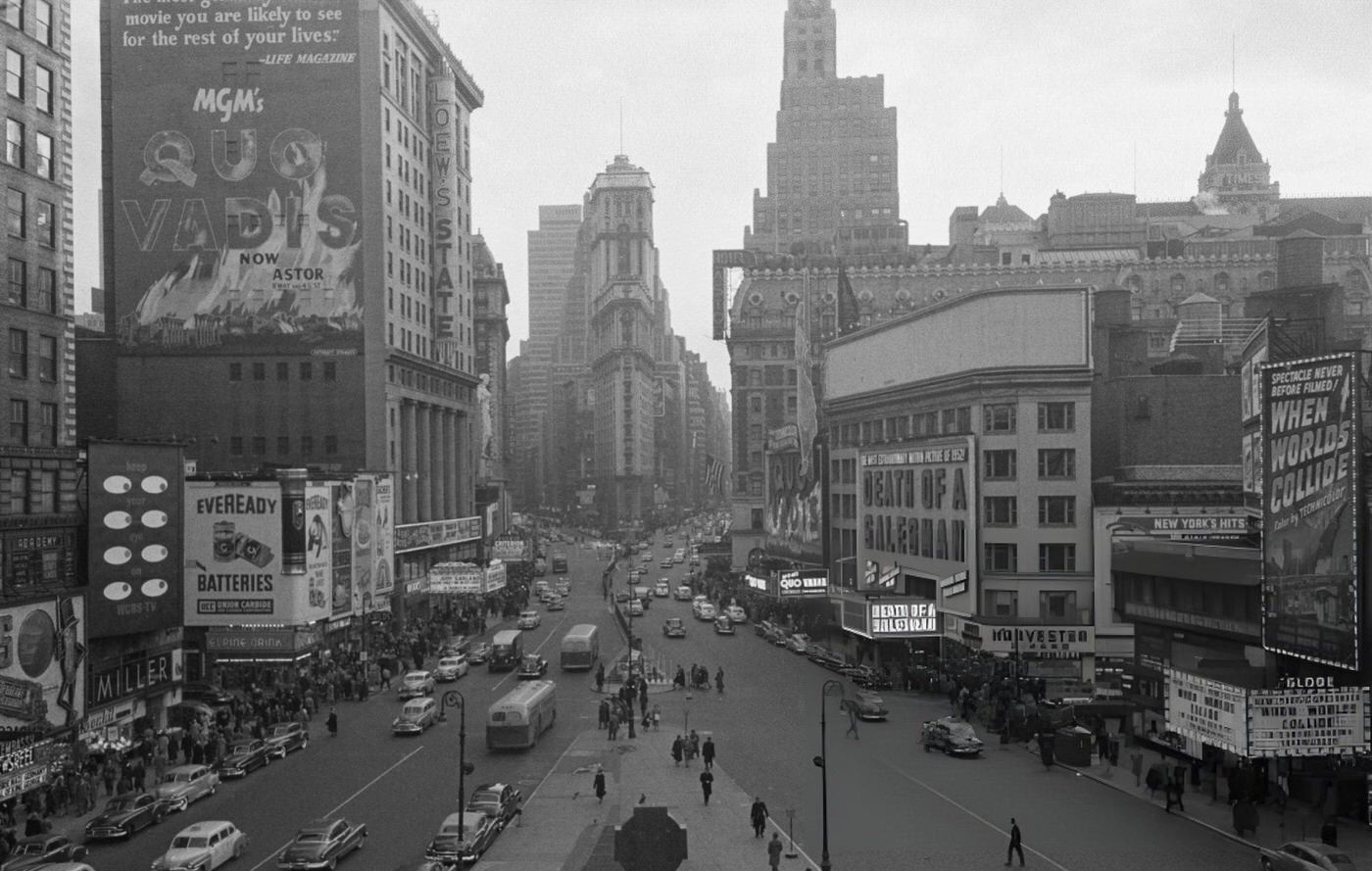 View South Toward Times Square On Broadway, 1952.