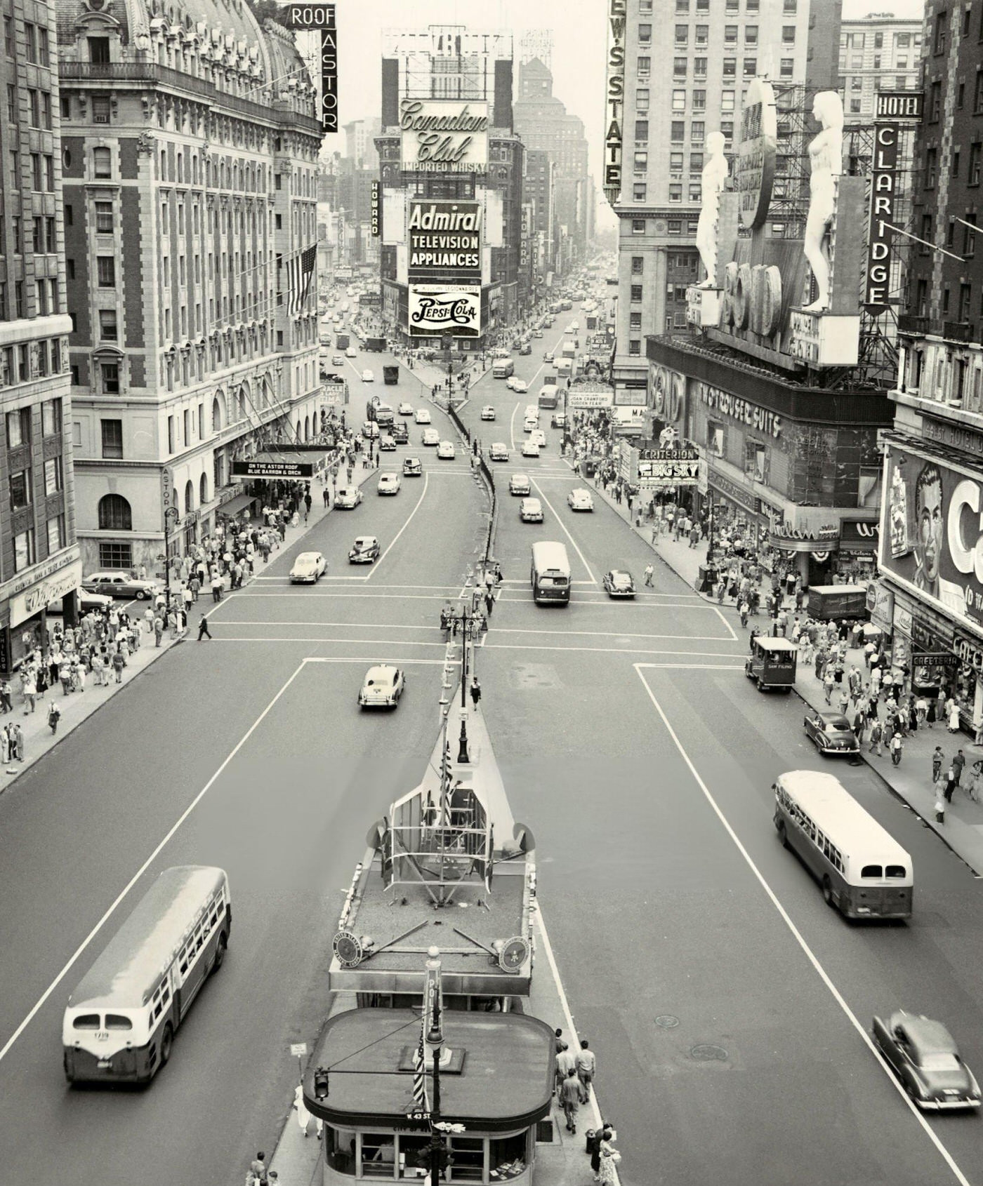 High Angle View Of Times Square Looking North From The Times Building, August 1952.