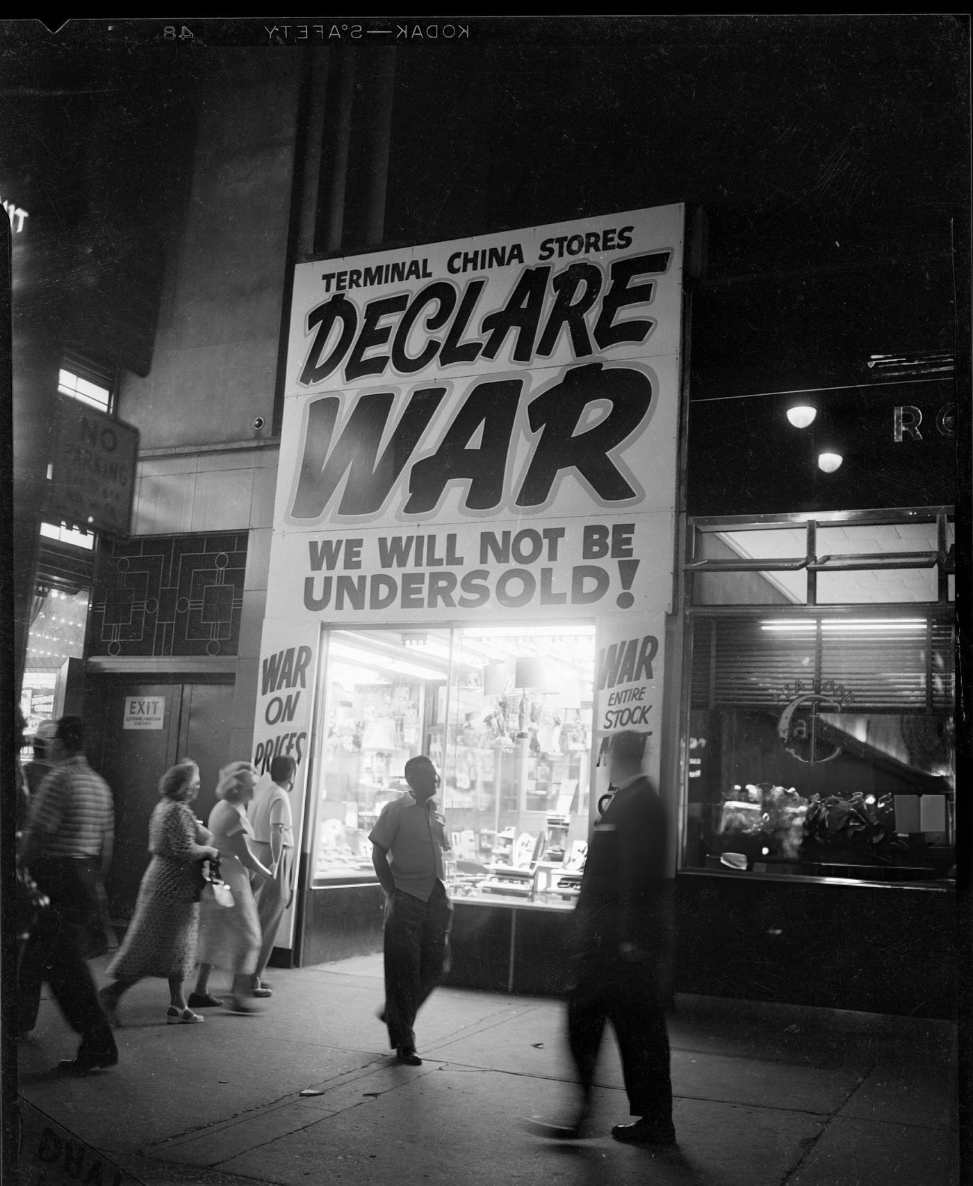 Store Exteriors Along 42Nd Street Between 7Th And 8Th Avenues With Prominent Signs, July 31, 1953.