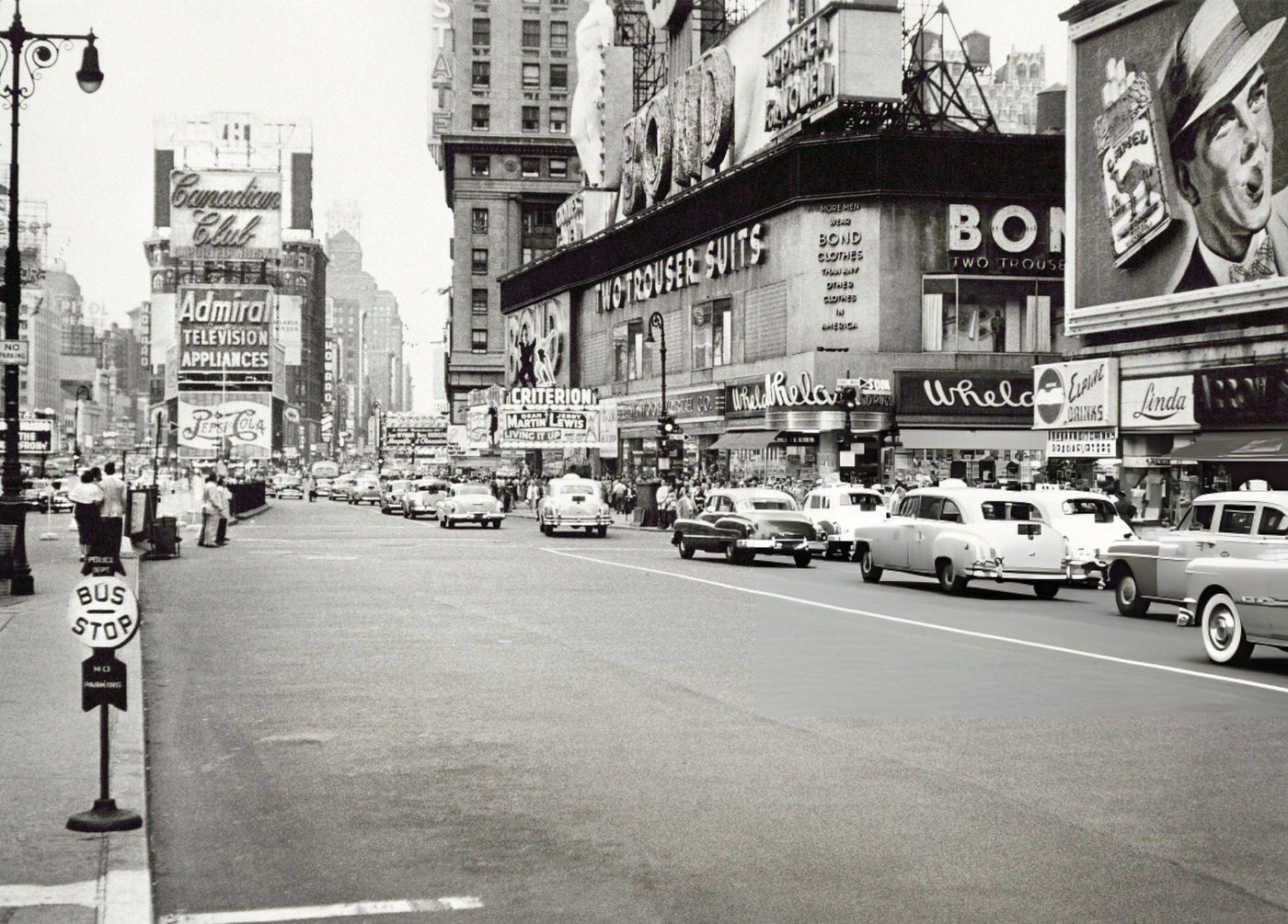 Bond Clothing Store, Times Square, August 1954.