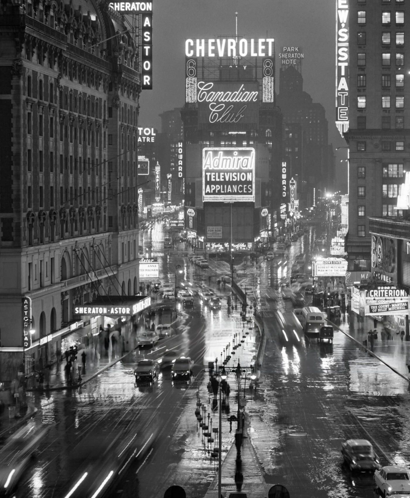 Times Square Looking North To Duffy Square, 1950S.