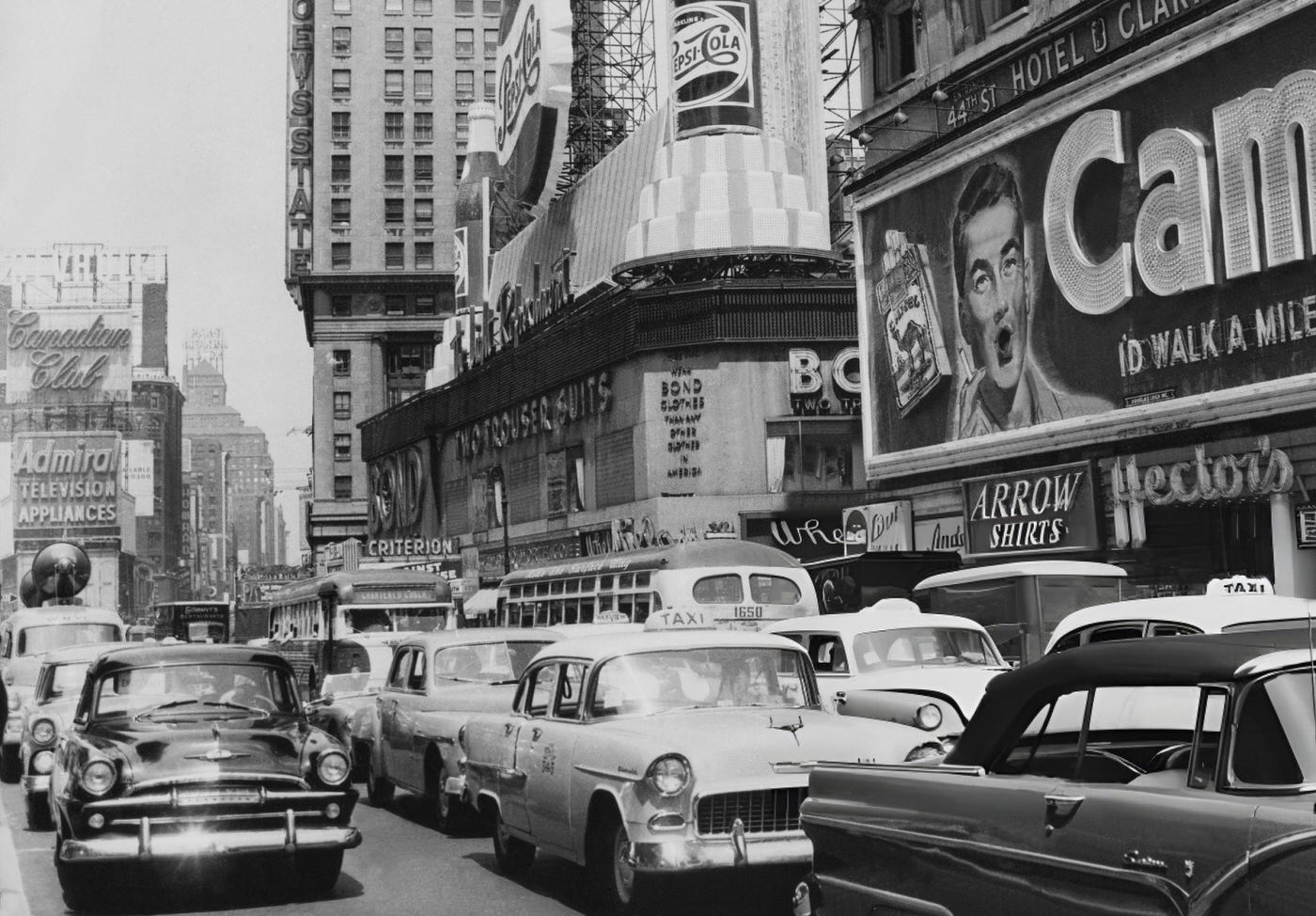Traffic Stopped In A Bomb Practice Alert In Times Square, May 18, 1955.