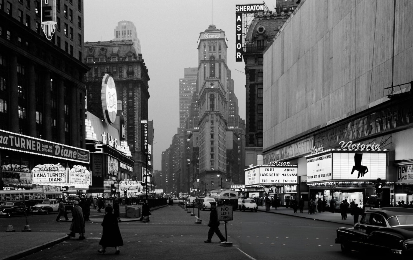 Times Square Looking South From Duffy Square To The Ny Times Building, 1950S.
