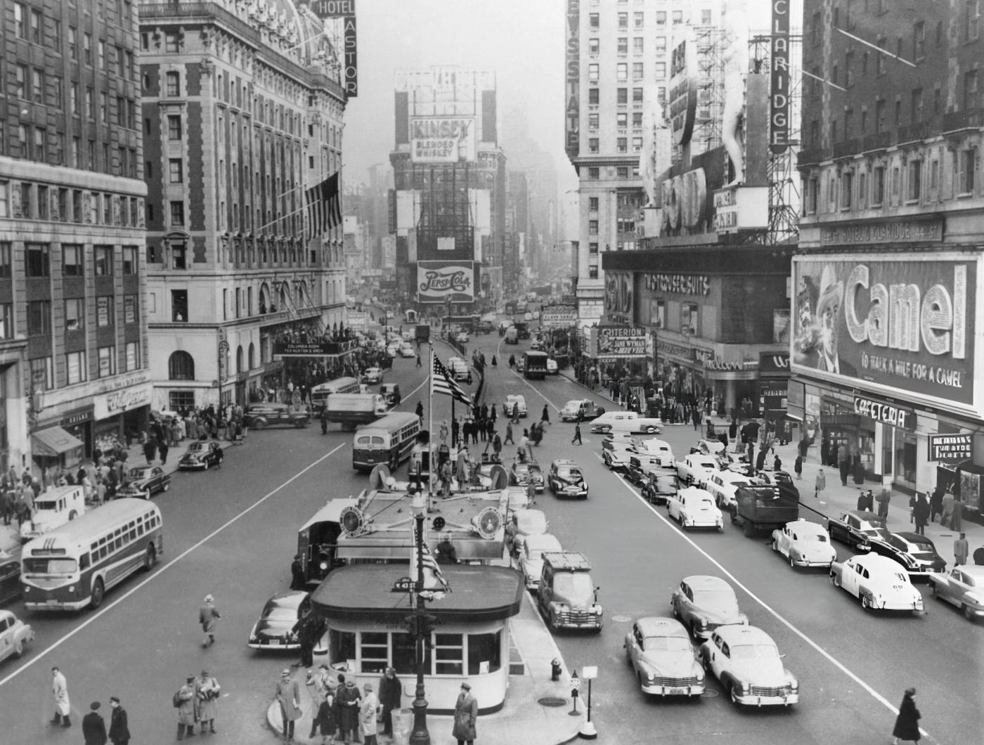 View Of The Traffic In Times Square, October 1956.