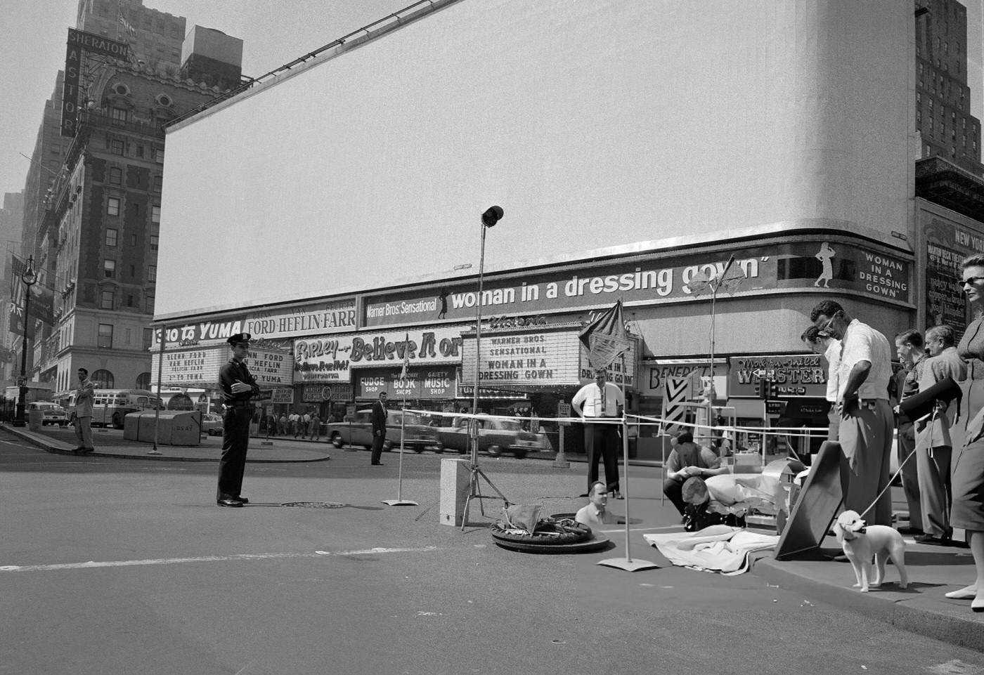 Film Crew Shooting Panoramic Shots Of Times Square, September 13, 1957.