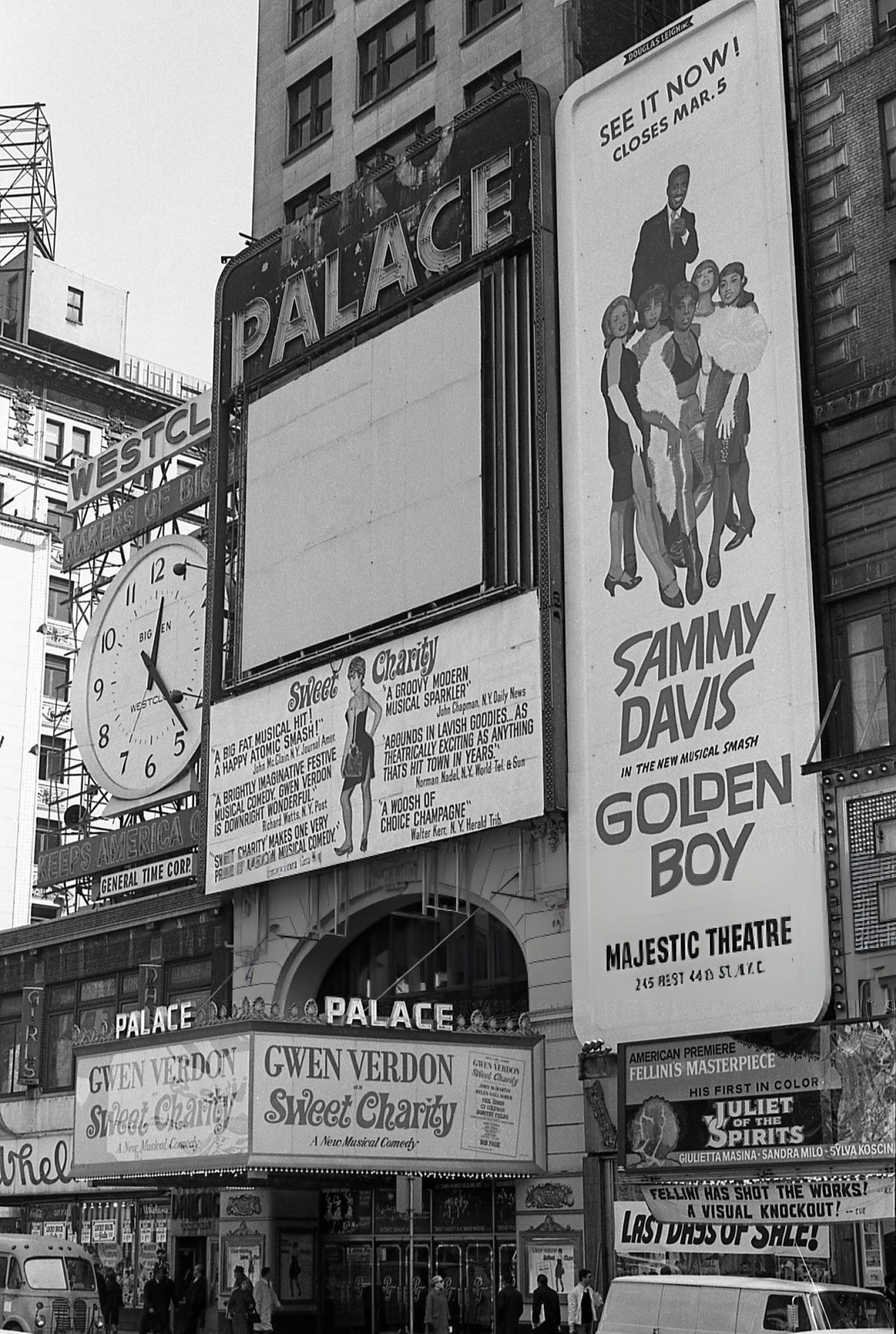 Exterior Shot Of The Palace Theater On Broadway In Times Square Featuring The Musical Sweet Charity, March 1, 1966.