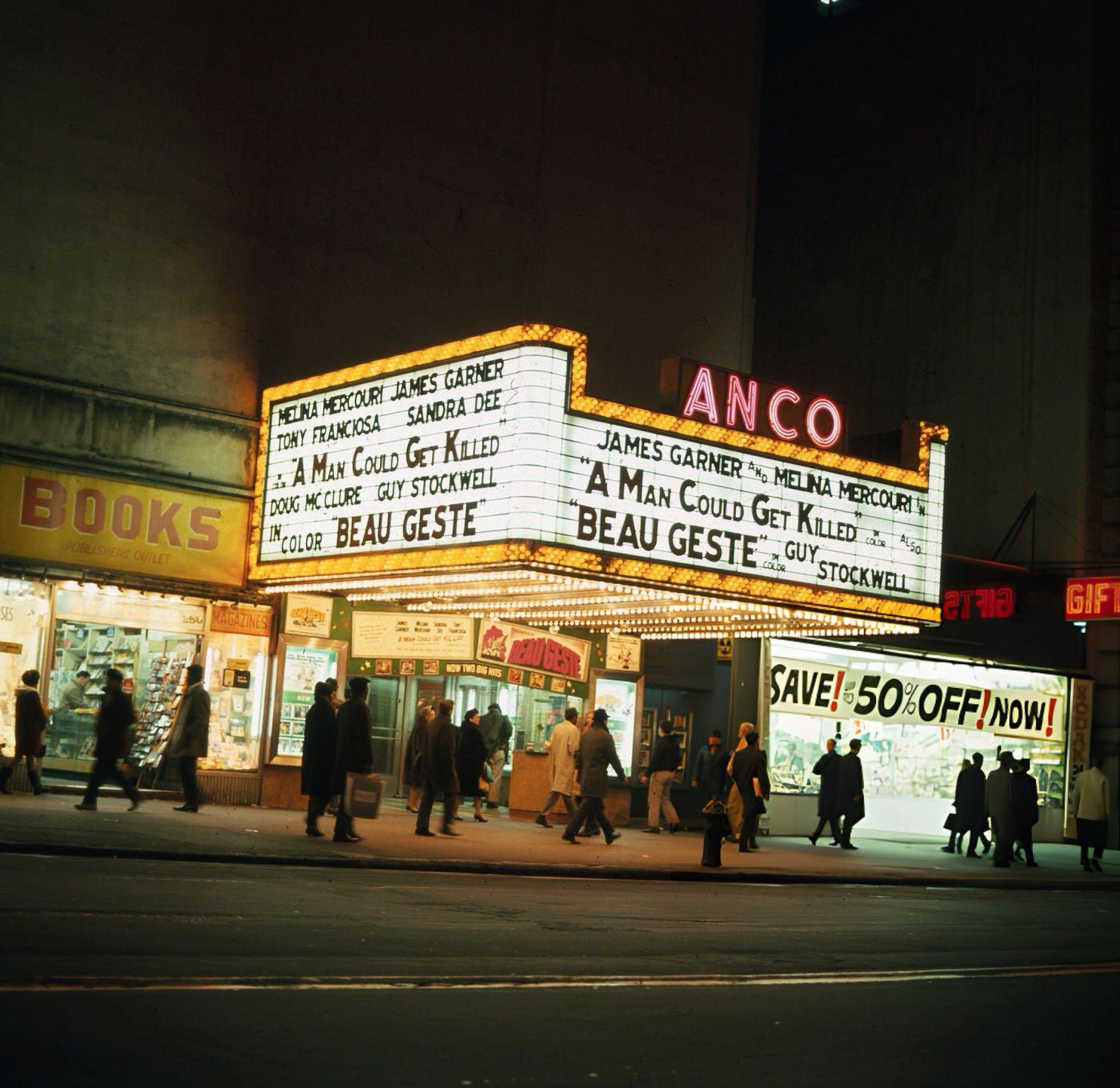 Night View Of The Times Square Theater District.