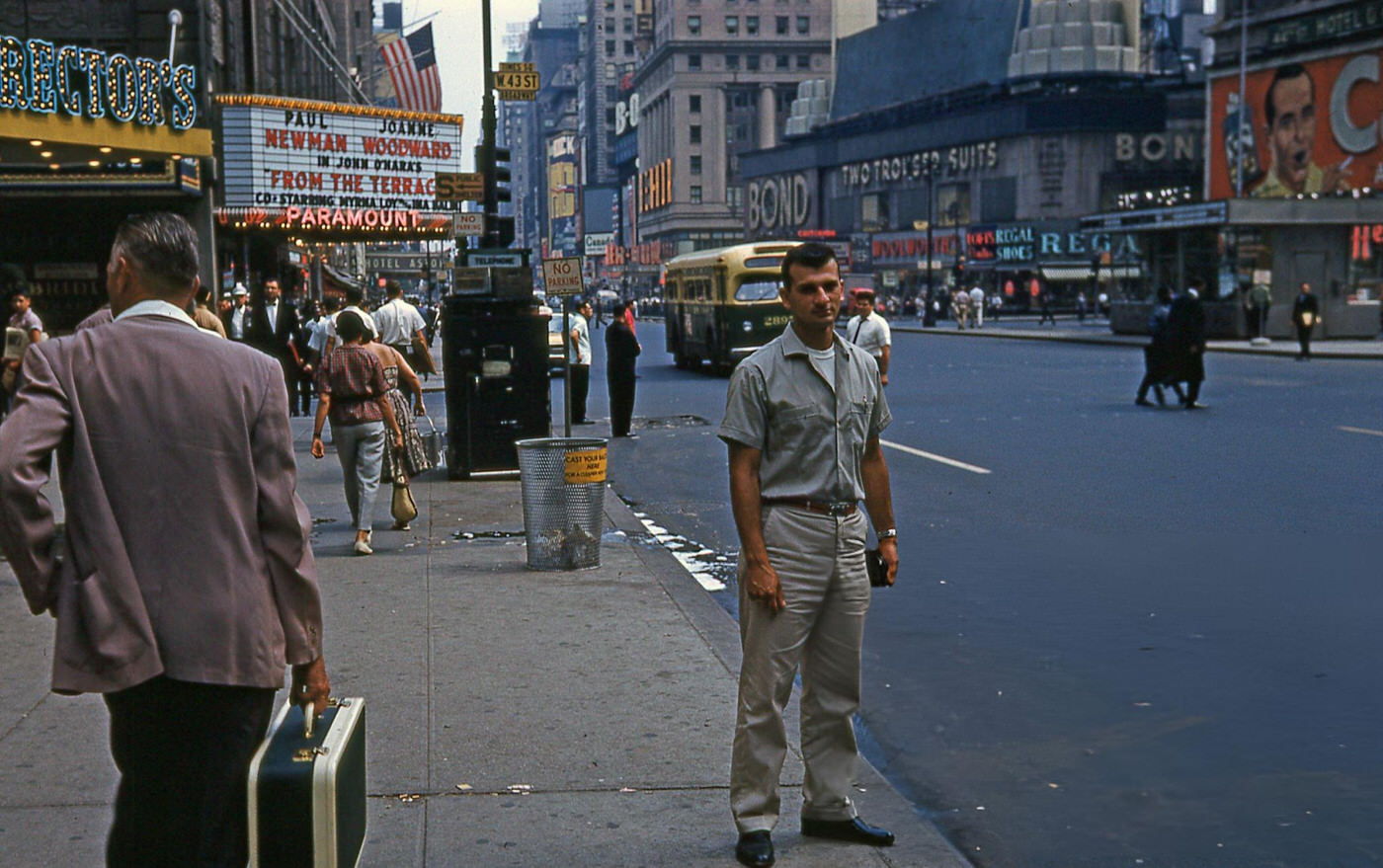 An Unidentified Veteran Stands Near The Corner Of West 43Rd Street In Times Square, August 1, 1960.