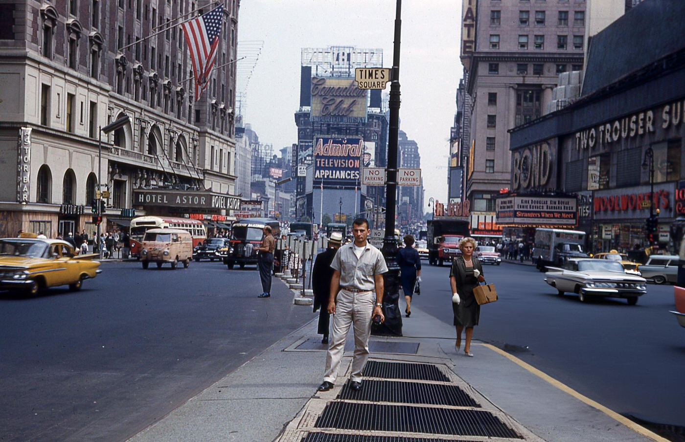 Pedestrians At The Intersection Of Broadway &Amp;Amp; 7Th Avenue (Near West 44Th Street), In Times Square, August 1960.