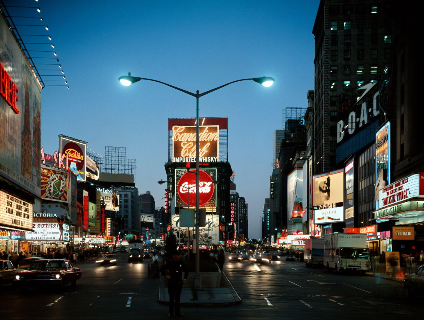 Times Square At Night On Broadway At 45Th Street, 1966.