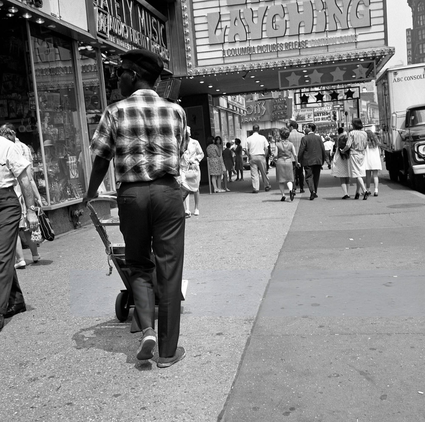 View, Looking South, Of Pedestrians On Broadway (Near West 46Th Street) In Times Square, July 1967.