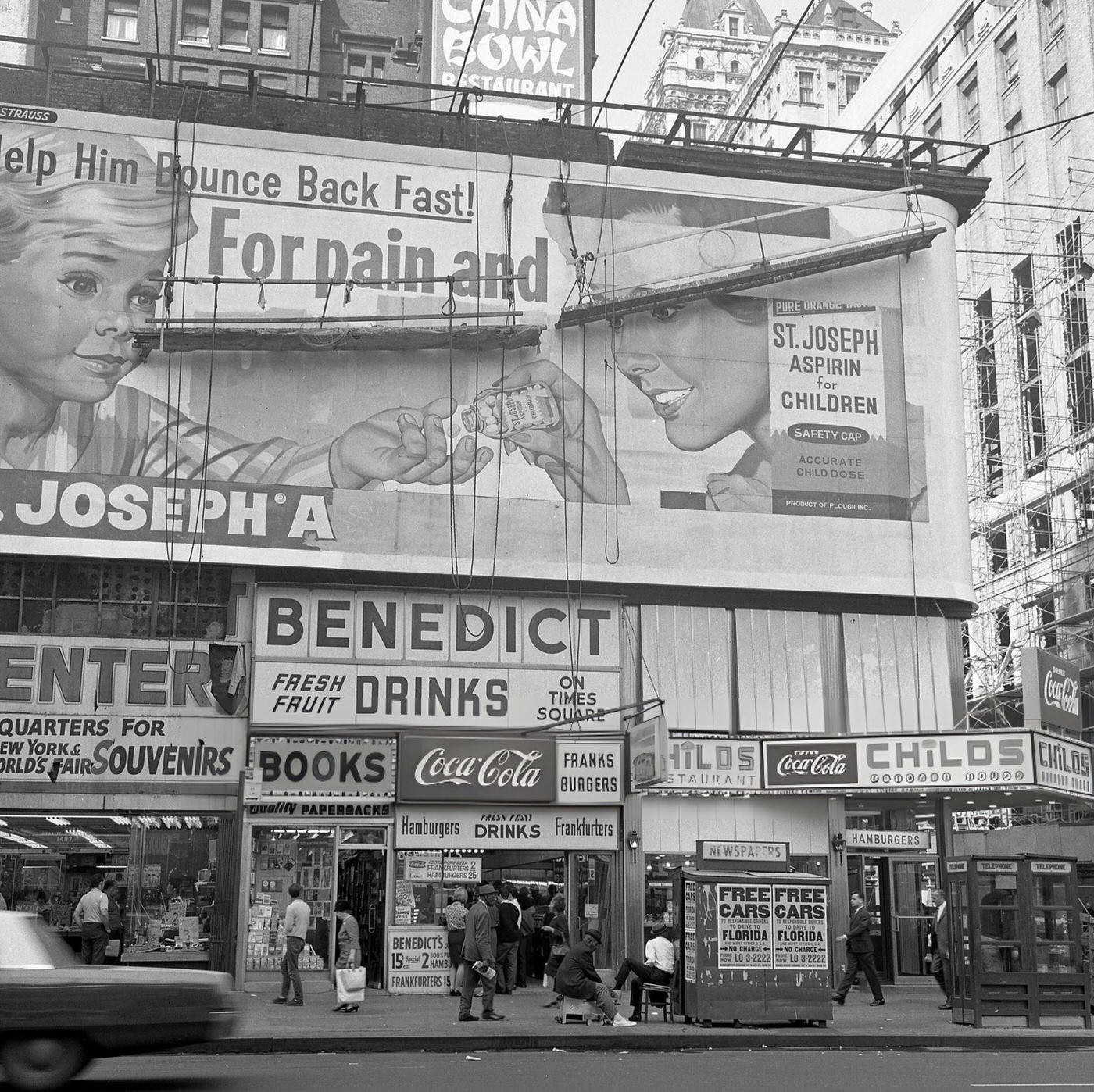 View Of Businesses On The Corner Of Broadway (At West 42Nd Street) In Times Square, October 1967.